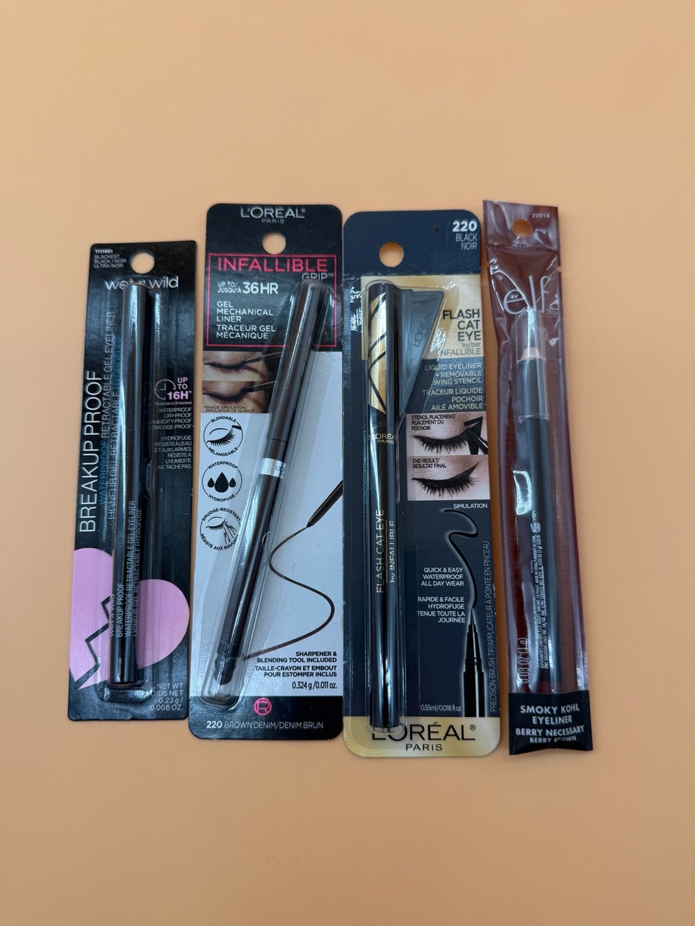 L'Oreal, Wet’n’Wild, Elf eyeliner assorted bundle black and brown.